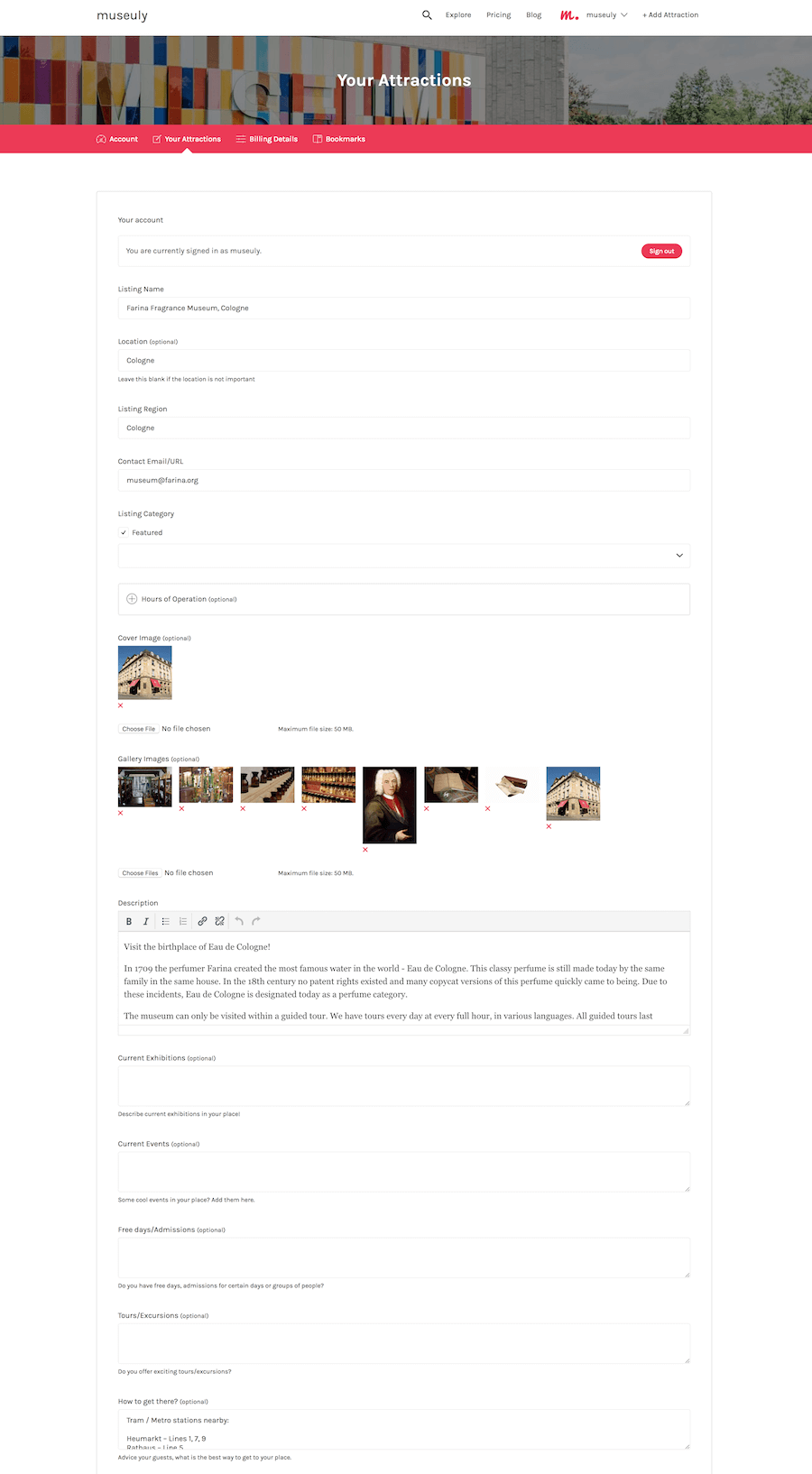 museuly account