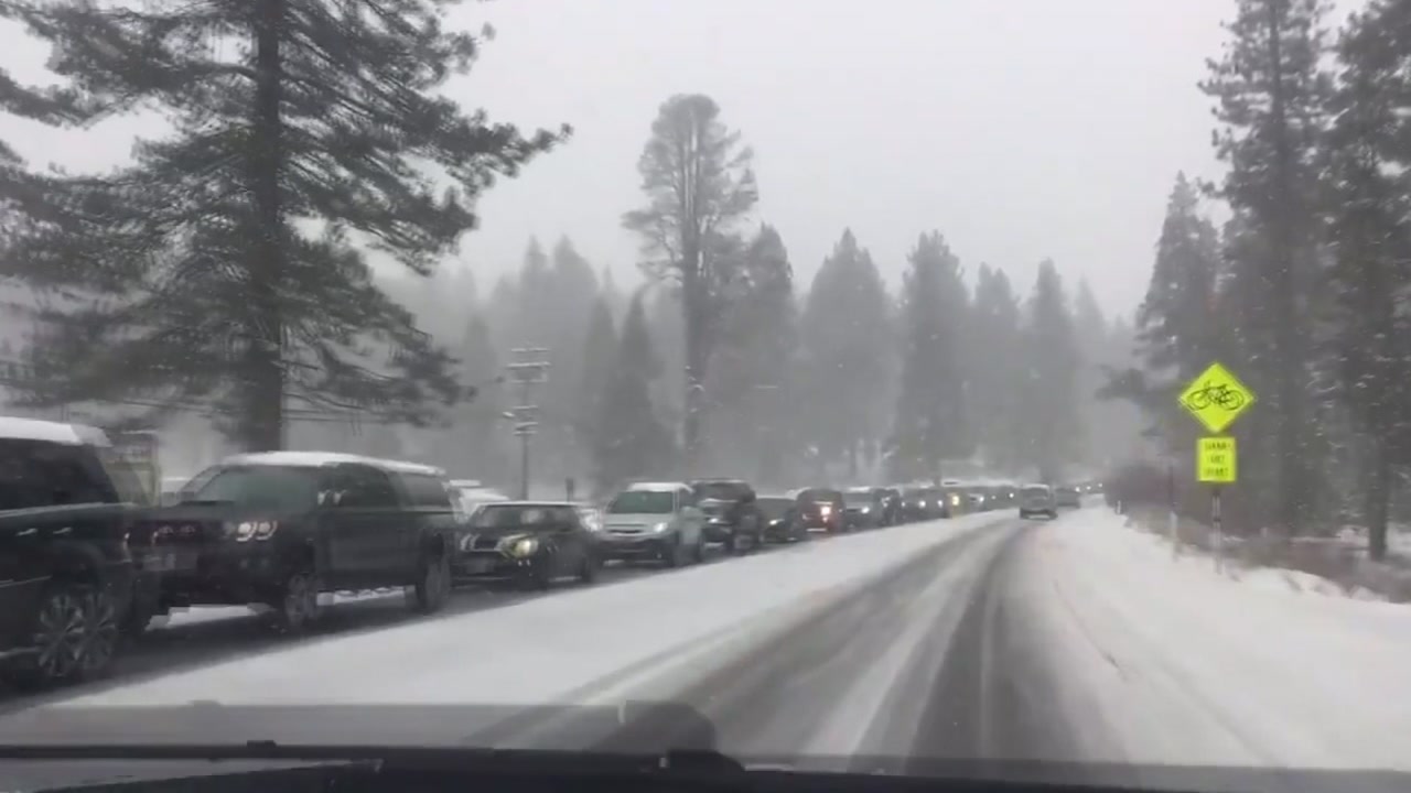 Tahoe Traffic: ABC7's Melanie Woodrow reports traveling 13 miles in 7 hours from Lake Tahoe to Bay Area