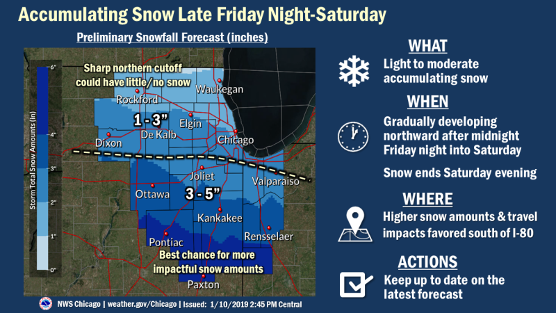 Travel south impacted Saturday – Winter Weather Advisory for heavy snow here in effect generally south of Interstate-80