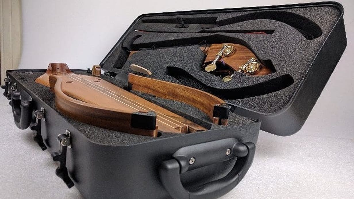 This double bass breaks apart for travel
